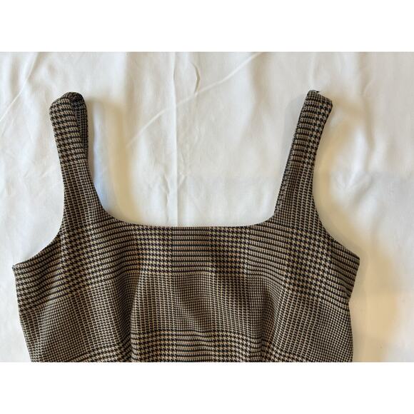 Banana Republic Brown Plaid Sleeveless Dress Women Sz 4 Academia Gingham Preppy - Picture 3 of 8